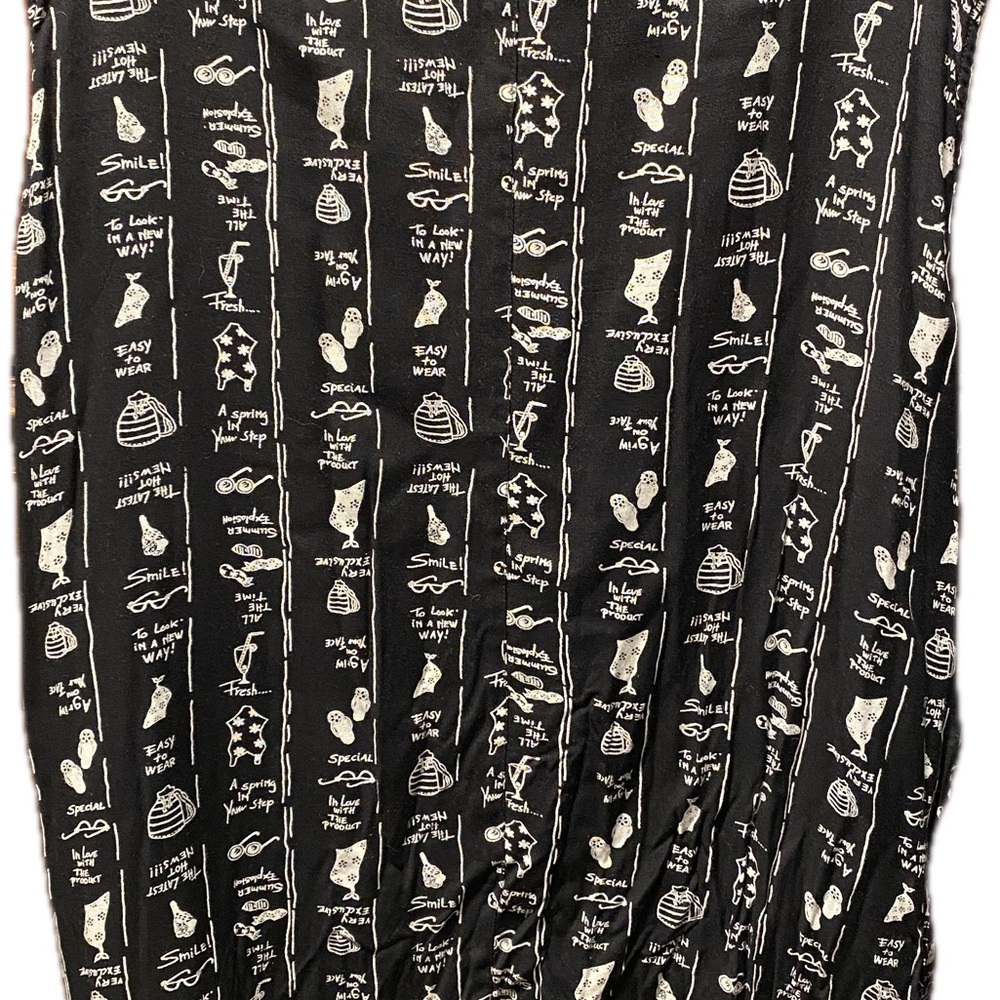Black and White Graphic Print short sleeve tunic and pants set vintage 2X